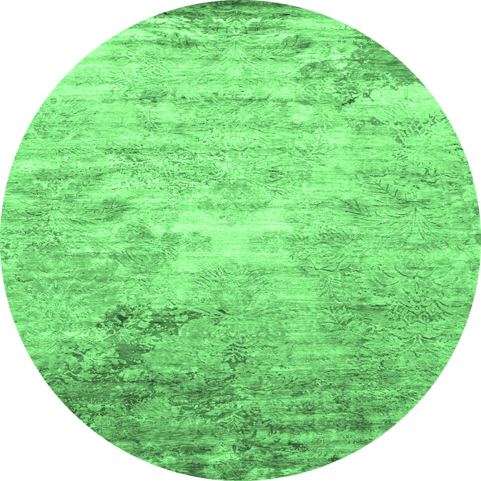 Round Abstract Emerald Green Contemporary Rug, con1282emgrn