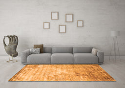 Machine Washable Abstract Orange Contemporary Area Rugs in a Living Room, wshcon1282org