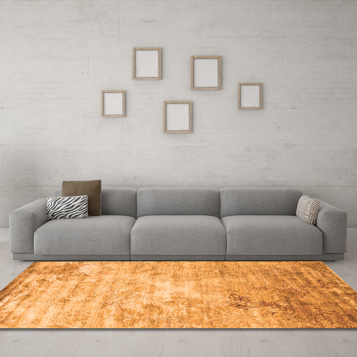 Machine Washable Abstract Orange Contemporary Area Rugs in a Living Room, wshcon1282org