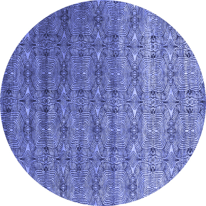 Round Abstract Blue Contemporary Rug, con1283blu