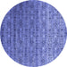 Round Abstract Blue Contemporary Rug, con1283blu