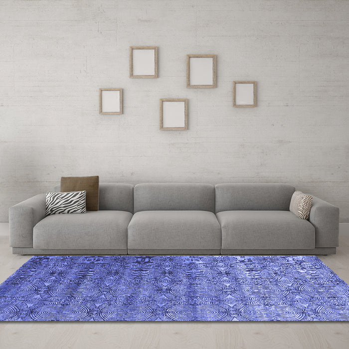 Machine Washable Abstract Blue Contemporary Rug in a Living Room, wshcon1283blu