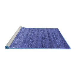 Sideview of Machine Washable Abstract Blue Contemporary Rug, wshcon1283blu
