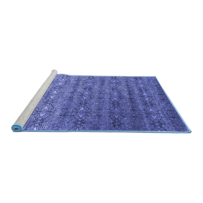 Sideview of Machine Washable Abstract Blue Contemporary Rug, wshcon1283blu