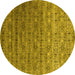 Round Machine Washable Abstract Yellow Contemporary Rug, wshcon1283yw