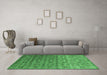 Machine Washable Abstract Emerald Green Contemporary Area Rugs in a Living Room,, wshcon1283emgrn