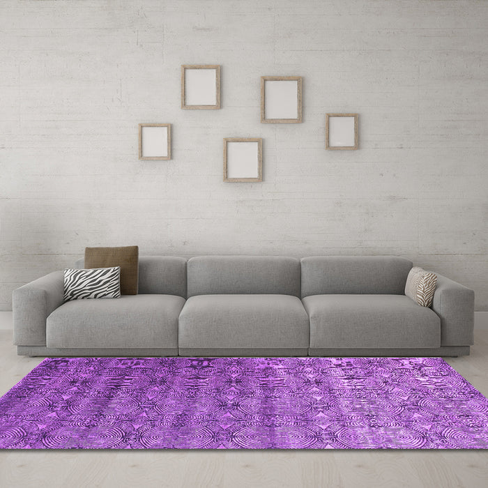 Machine Washable Abstract Purple Contemporary Area Rugs in a Living Room, wshcon1283pur