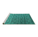 Sideview of Machine Washable Abstract Turquoise Contemporary Area Rugs, wshcon1283turq