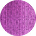 Round Abstract Pink Contemporary Rug, con1283pnk