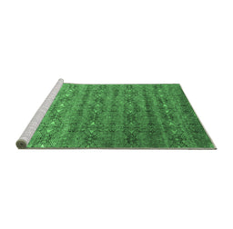 Sideview of Machine Washable Abstract Emerald Green Contemporary Area Rugs, wshcon1283emgrn