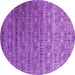 Round Abstract Purple Contemporary Rug, con1283pur