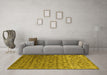 Machine Washable Abstract Yellow Contemporary Rug in a Living Room, wshcon1283yw