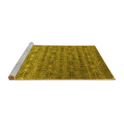 Sideview of Machine Washable Abstract Yellow Contemporary Rug, wshcon1283yw