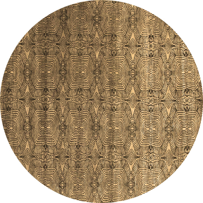 Round Machine Washable Abstract Brown Contemporary Rug, wshcon1283brn