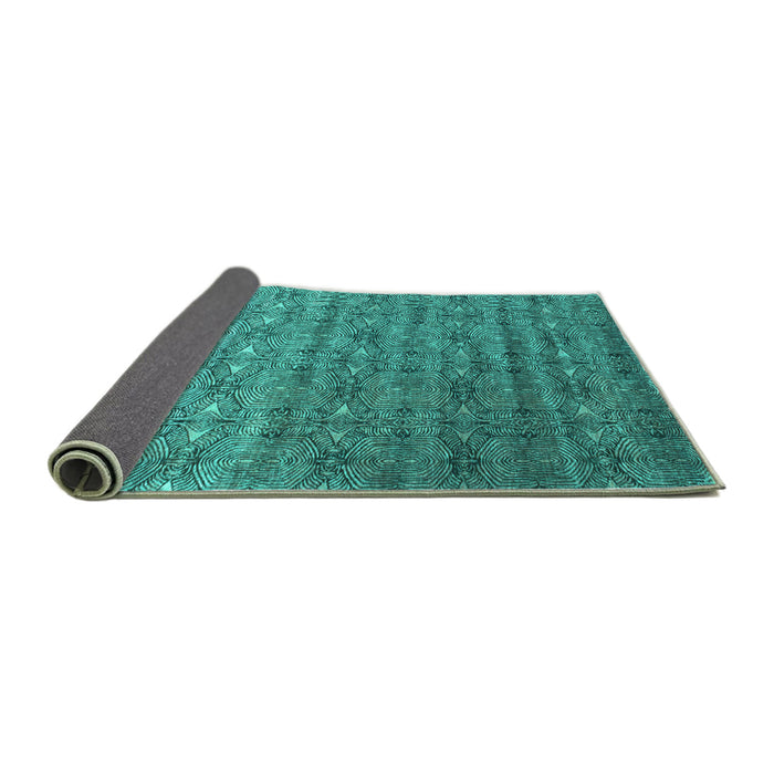 Sideview of Abstract Turquoise Contemporary Rug, con1283turq
