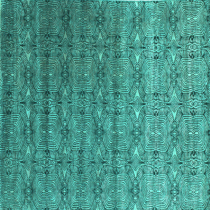 Square Abstract Turquoise Contemporary Rug, con1283turq