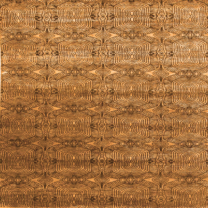 Round Machine Washable Abstract Orange Contemporary Area Rugs, wshcon1283org