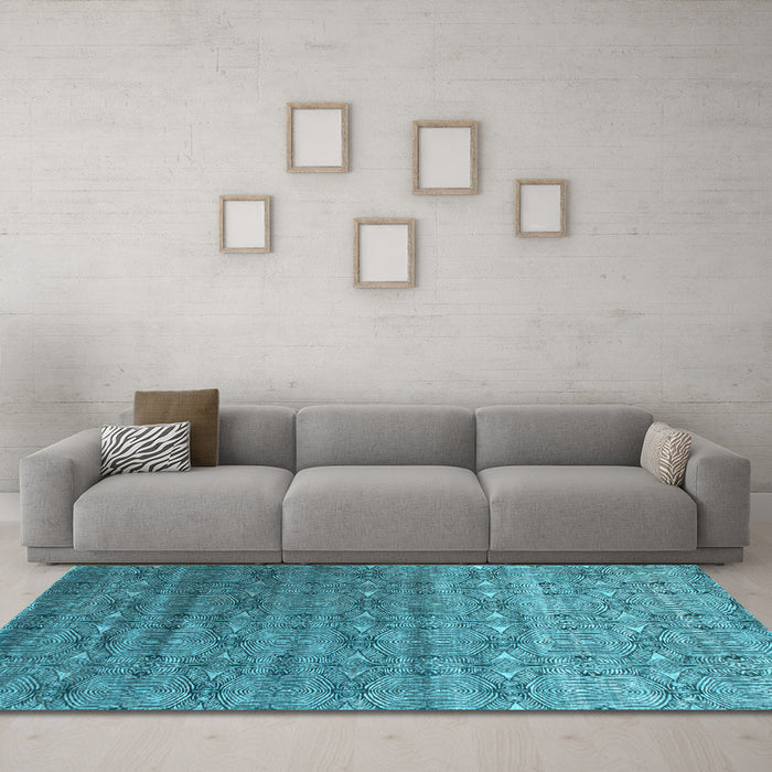 Machine Washable Abstract Light Blue Contemporary Rug in a Living Room, wshcon1283lblu