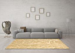 Machine Washable Abstract Brown Contemporary Rug in a Living Room,, wshcon1284brn