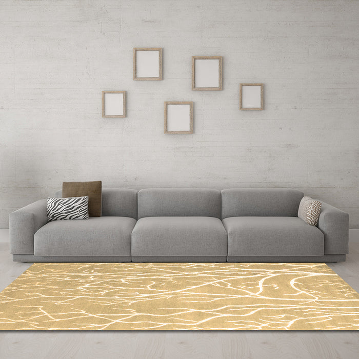 Machine Washable Abstract Brown Contemporary Rug in a Living Room,, wshcon1284brn