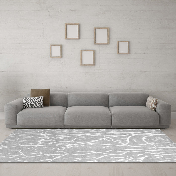 Machine Washable Abstract Gray Contemporary Rug in a Living Room,, wshcon1284gry