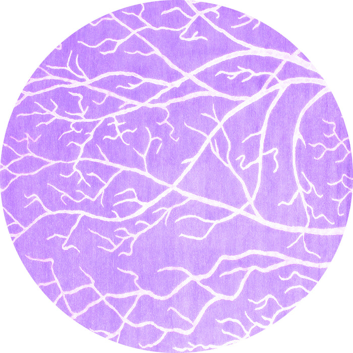 Round Machine Washable Abstract Purple Contemporary Area Rugs, wshcon1284pur