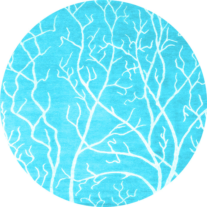 Round Machine Washable Abstract Light Blue Contemporary Rug, wshcon1284lblu