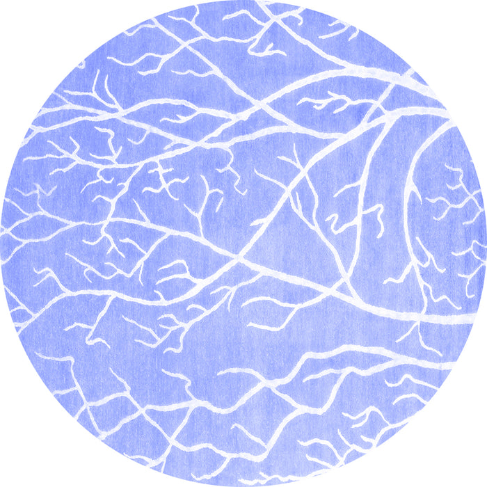 Round Machine Washable Abstract Blue Contemporary Rug, wshcon1284blu