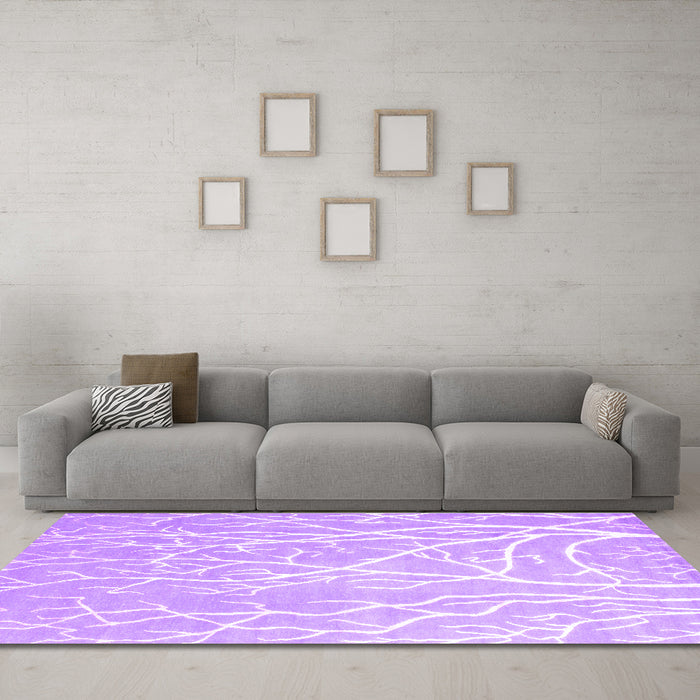 Machine Washable Abstract Purple Contemporary Area Rugs in a Living Room, wshcon1284pur