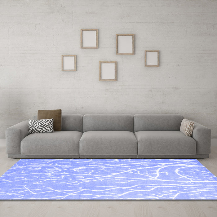 Machine Washable Abstract Blue Contemporary Rug in a Living Room, wshcon1284blu