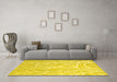 Machine Washable Abstract Yellow Contemporary Rug in a Living Room, wshcon1284yw