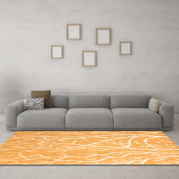 Machine Washable Abstract Orange Contemporary Area Rugs in a Living Room, wshcon1284org