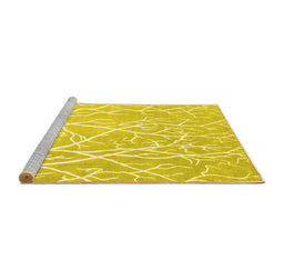 Sideview of Machine Washable Abstract Yellow Contemporary Rug, wshcon1284yw