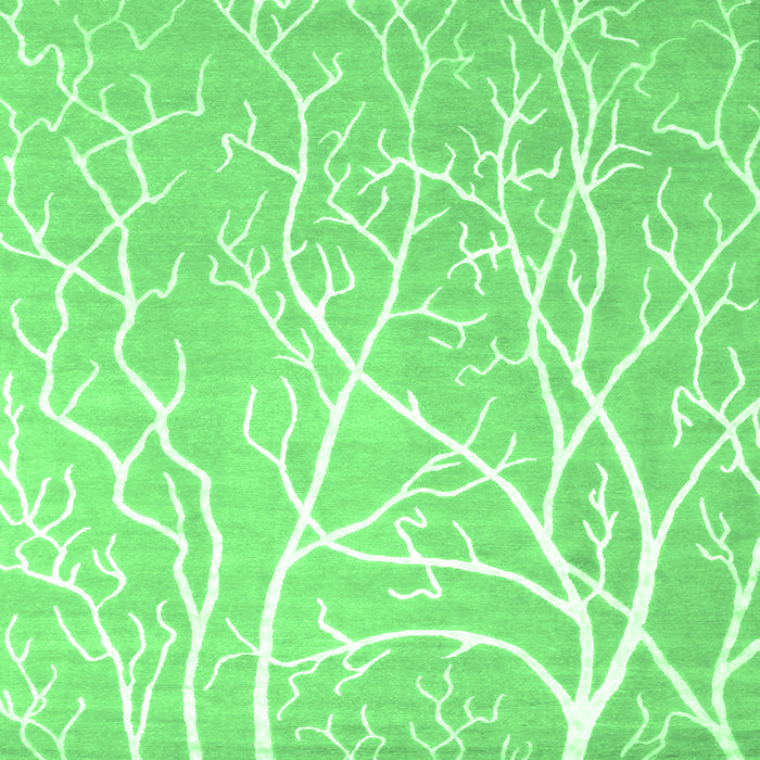 Square Machine Washable Abstract Emerald Green Contemporary Area Rugs, wshcon1284emgrn