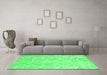 Machine Washable Abstract Green Contemporary Area Rugs in a Living Room,, wshcon1284grn