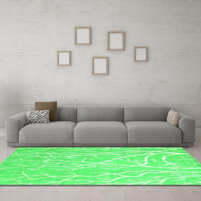 Machine Washable Abstract Green Contemporary Area Rugs in a Living Room,, wshcon1284grn