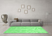 Machine Washable Abstract Emerald Green Contemporary Area Rugs in a Living Room,, wshcon1284emgrn