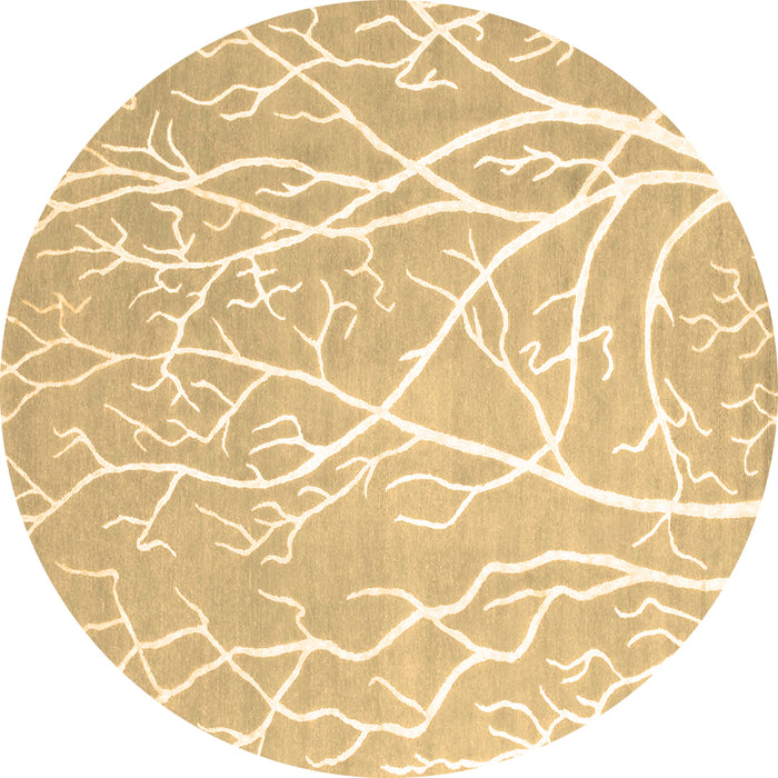 Round Abstract Brown Contemporary Rug, con1284brn