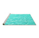 Sideview of Machine Washable Abstract Turquoise Contemporary Area Rugs, wshcon1284turq