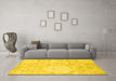 Machine Washable Solid Yellow Modern Rug in a Living Room, wshcon1285yw