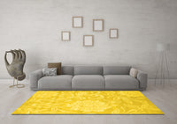 Machine Washable Solid Yellow Modern Rug, wshcon1285yw