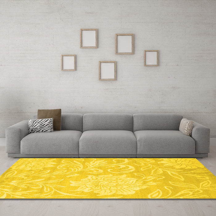 Machine Washable Solid Yellow Modern Rug in a Living Room, wshcon1285yw
