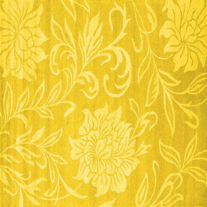 Square Machine Washable Solid Yellow Modern Rug, wshcon1285yw