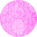 Round Solid Pink Modern Rug, con1285pnk