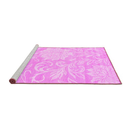 Sideview of Machine Washable Solid Pink Modern Rug, wshcon1285pnk