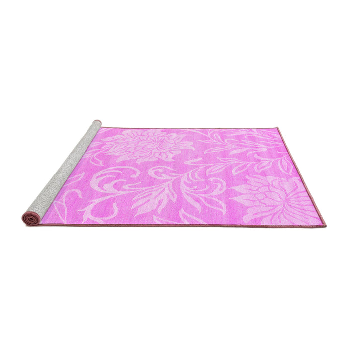 Sideview of Machine Washable Solid Pink Modern Rug, wshcon1285pnk