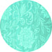 Round Solid Turquoise Modern Rug, con1285turq