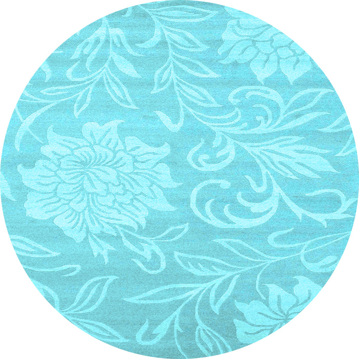 Round Solid Light Blue Modern Rug, con1285lblu