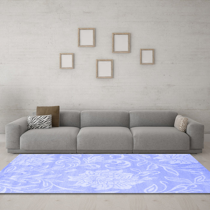 Machine Washable Solid Blue Modern Rug in a Living Room, wshcon1285blu