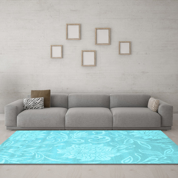 Machine Washable Solid Light Blue Modern Rug in a Living Room, wshcon1285lblu
